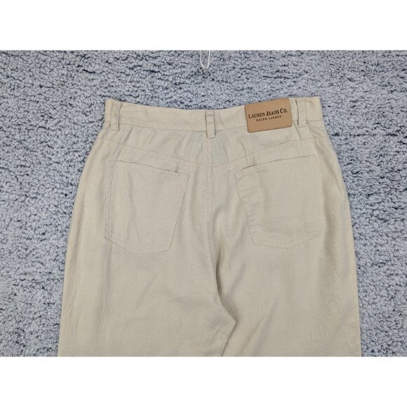 Lauren Ralph Lauren 100% Linen Wide Leg Capris Size 10 Boho Beach Travel Beige - Picture 6 of 16